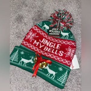 NWT green and red jingle bells 🔔 beanie hat ugly sweater
